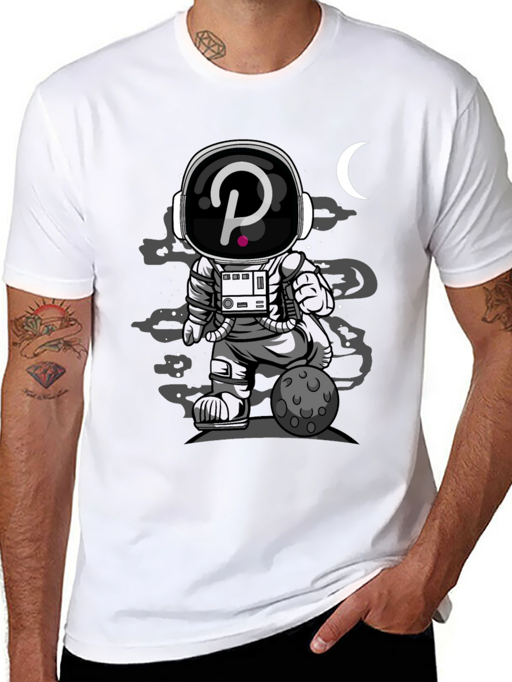 Astronaut Crypto T-Shirt - Black Cotton Graphic Tee