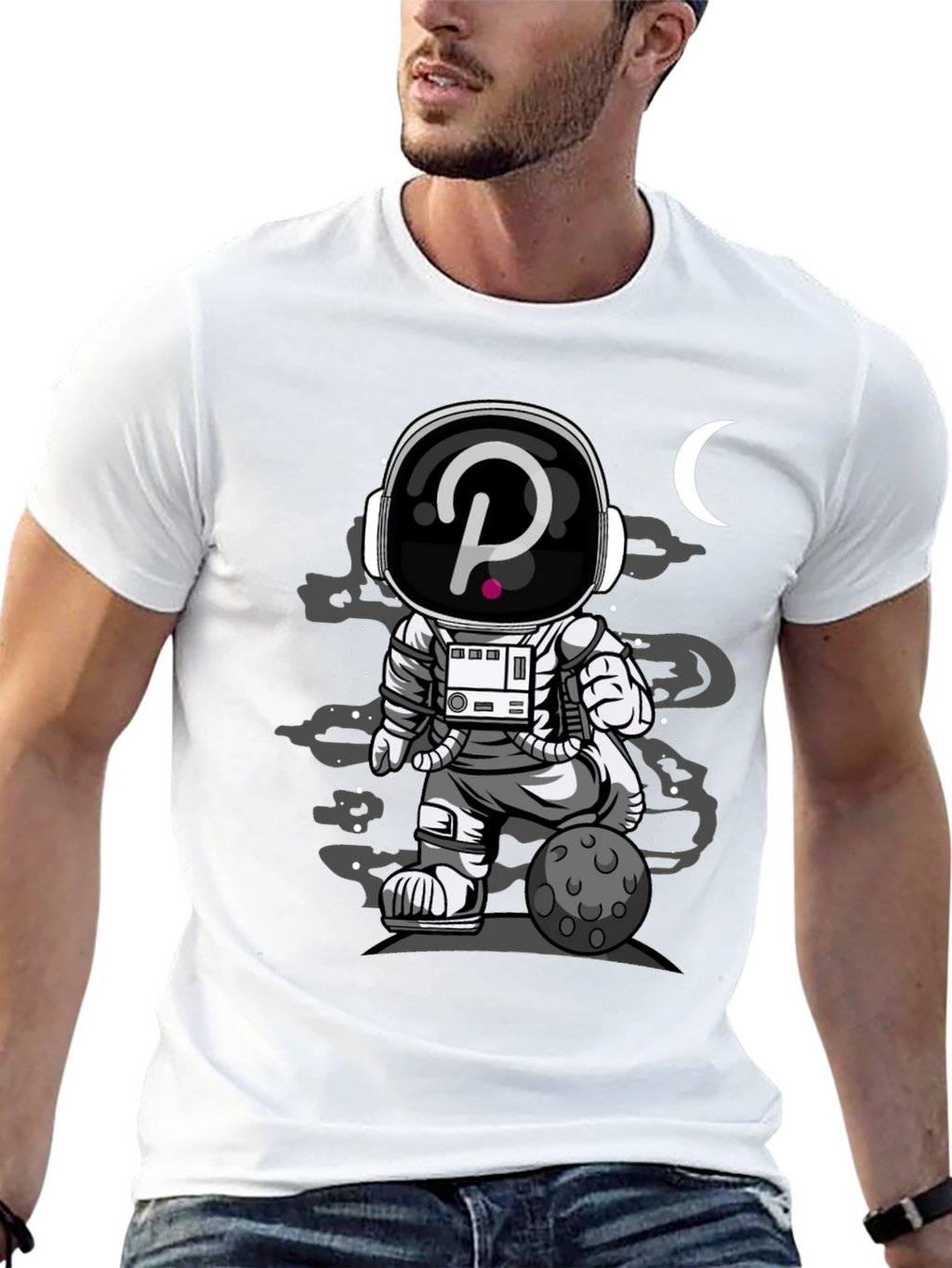 Astronaut Crypto T-Shirt - Black Cotton Graphic Tee