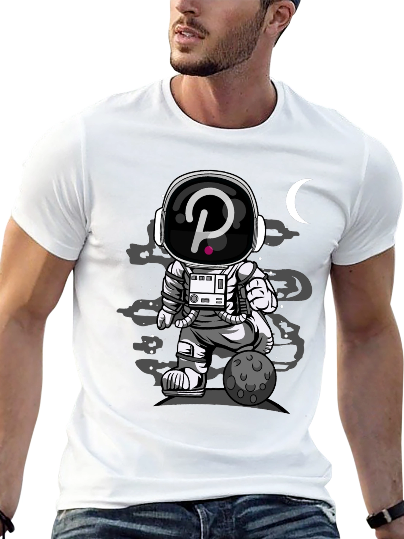 Astronaut Crypto T-Shirt - Black Cotton Graphic Tee