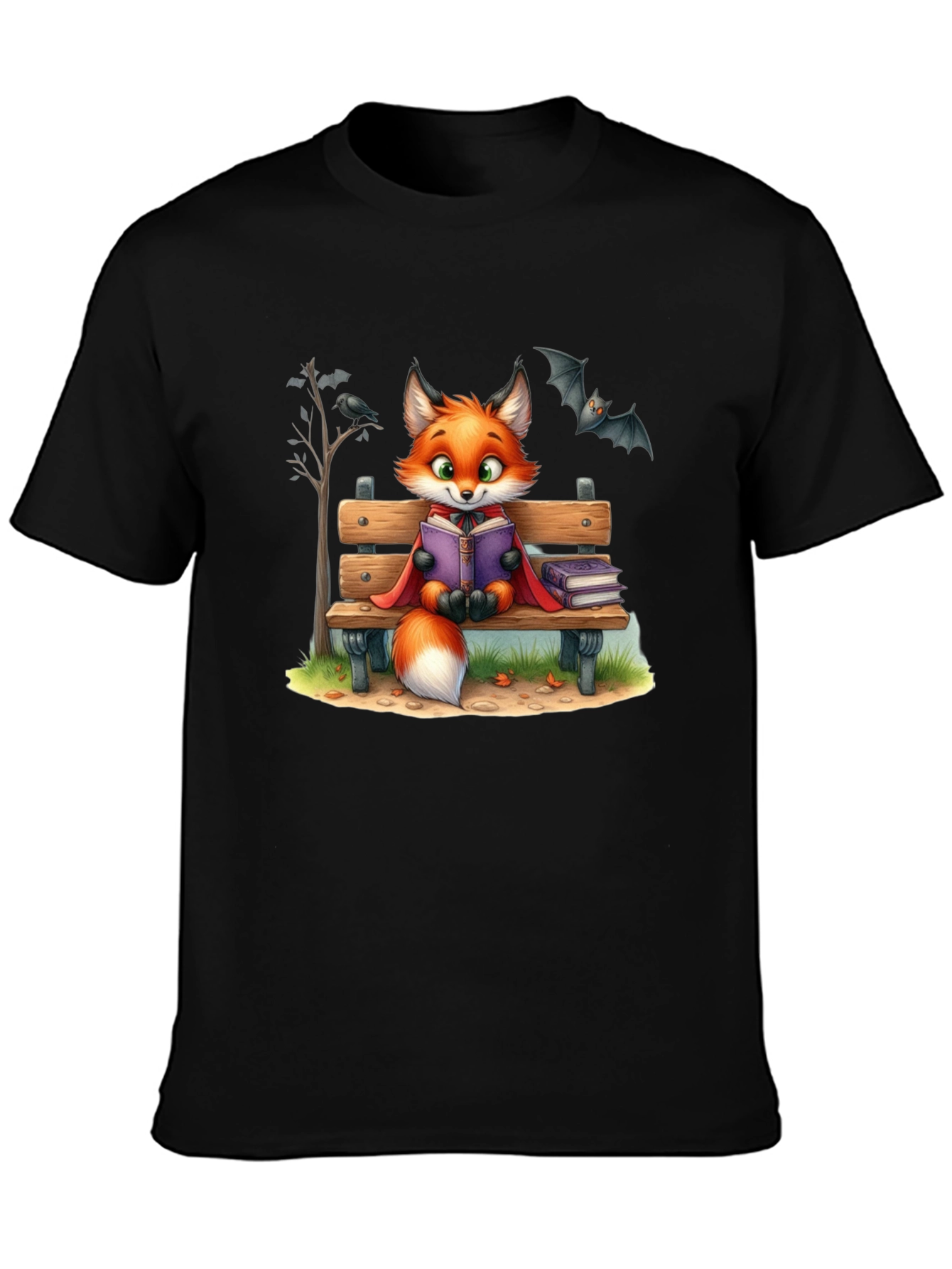 Fox Reading T-Shirt - Cartoon Animal Tee