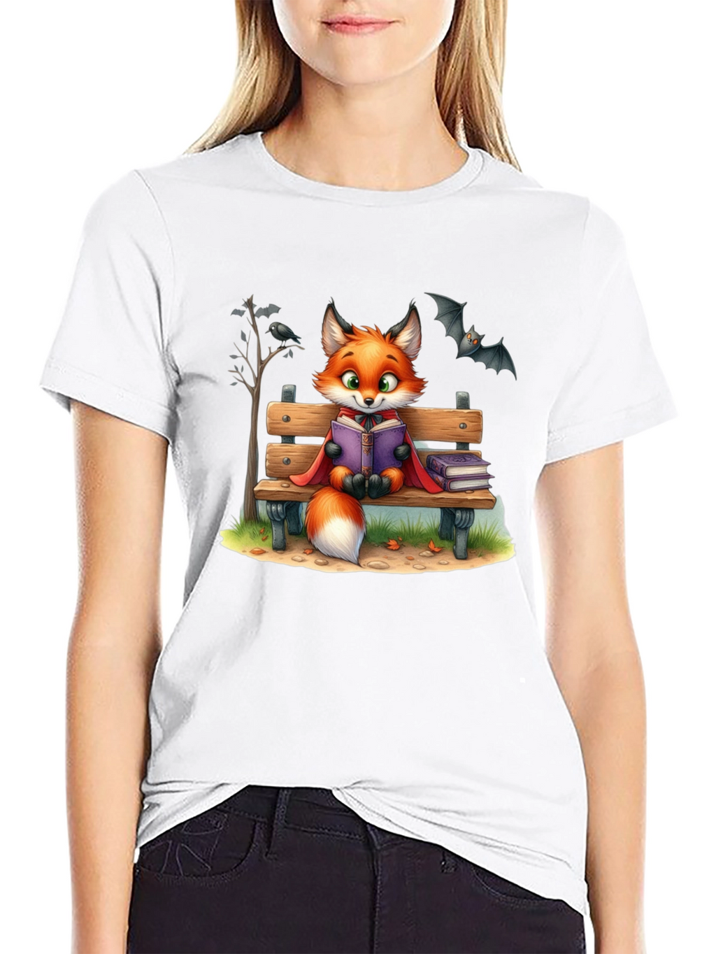 Fox Reading T-Shirt - Cartoon Animal Tee