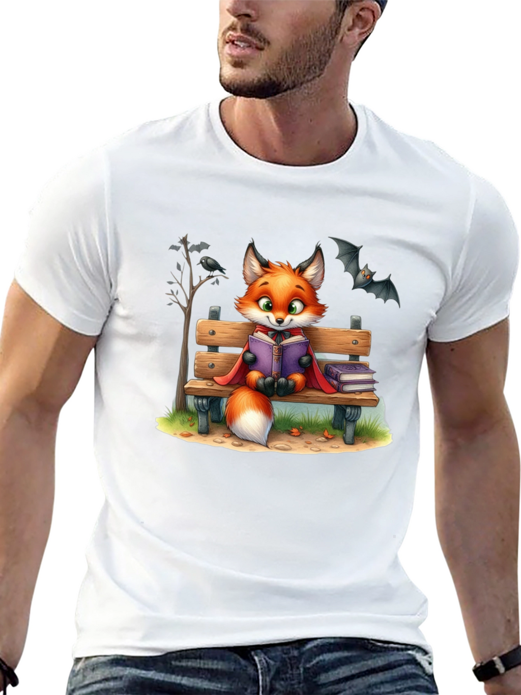 Fox Reading T-Shirt - Cartoon Animal Tee