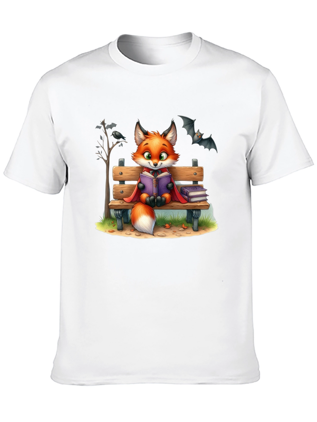 Fox Reading T-Shirt - Cartoon Animal Tee