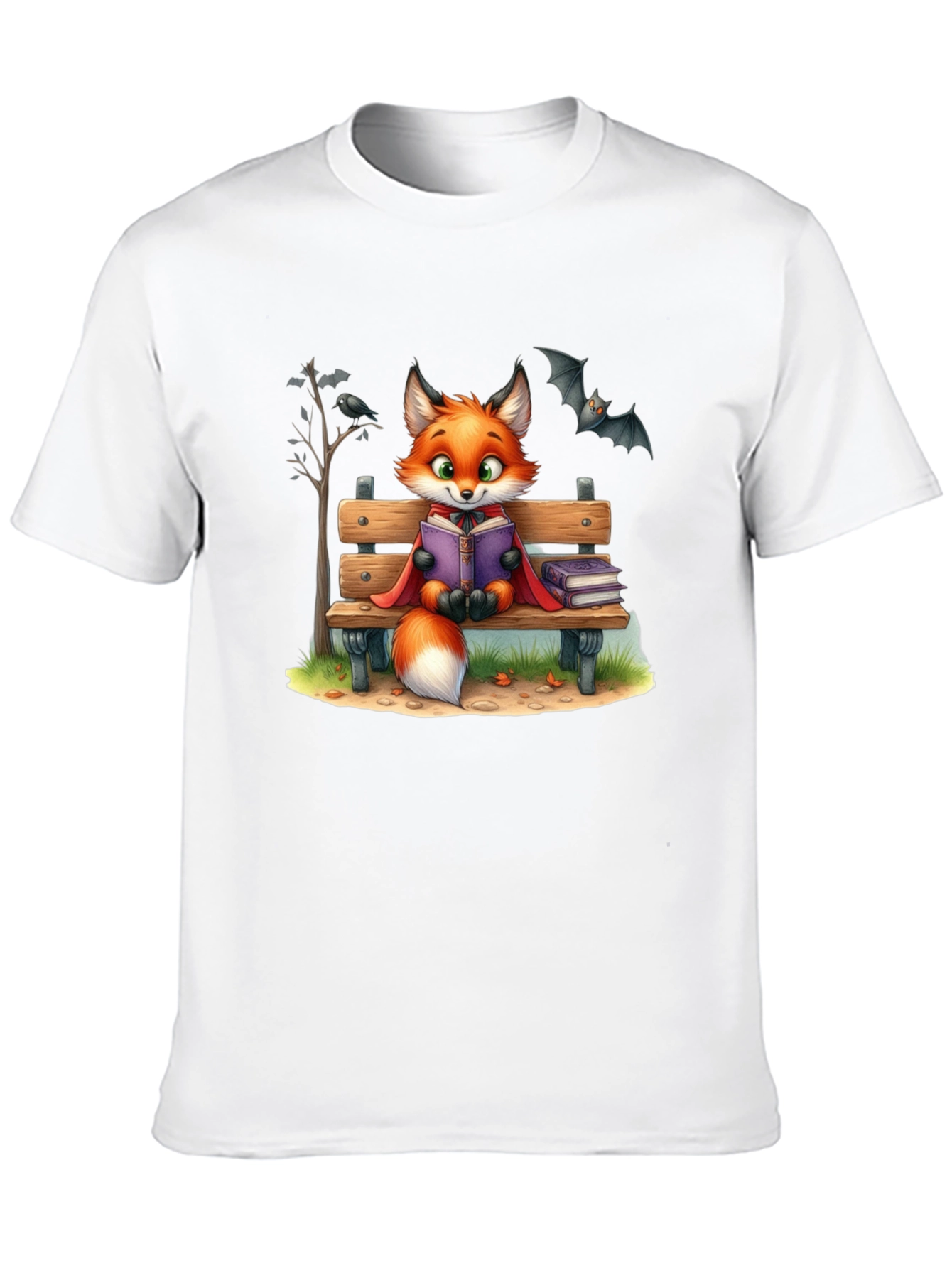 Fox Reading T-Shirt - Cartoon Animal Tee