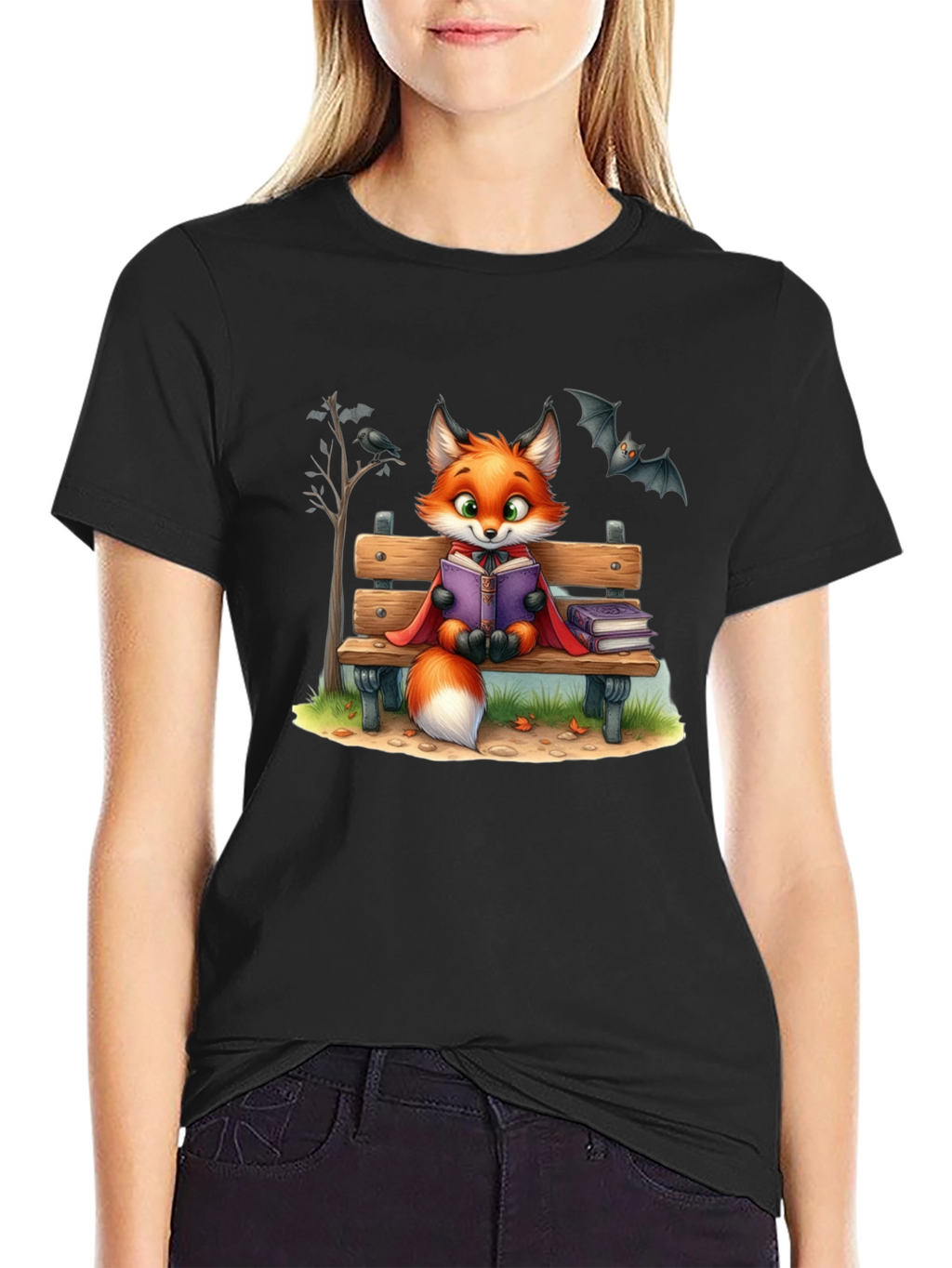 Fox Reading T-Shirt - Cartoon Animal Tee