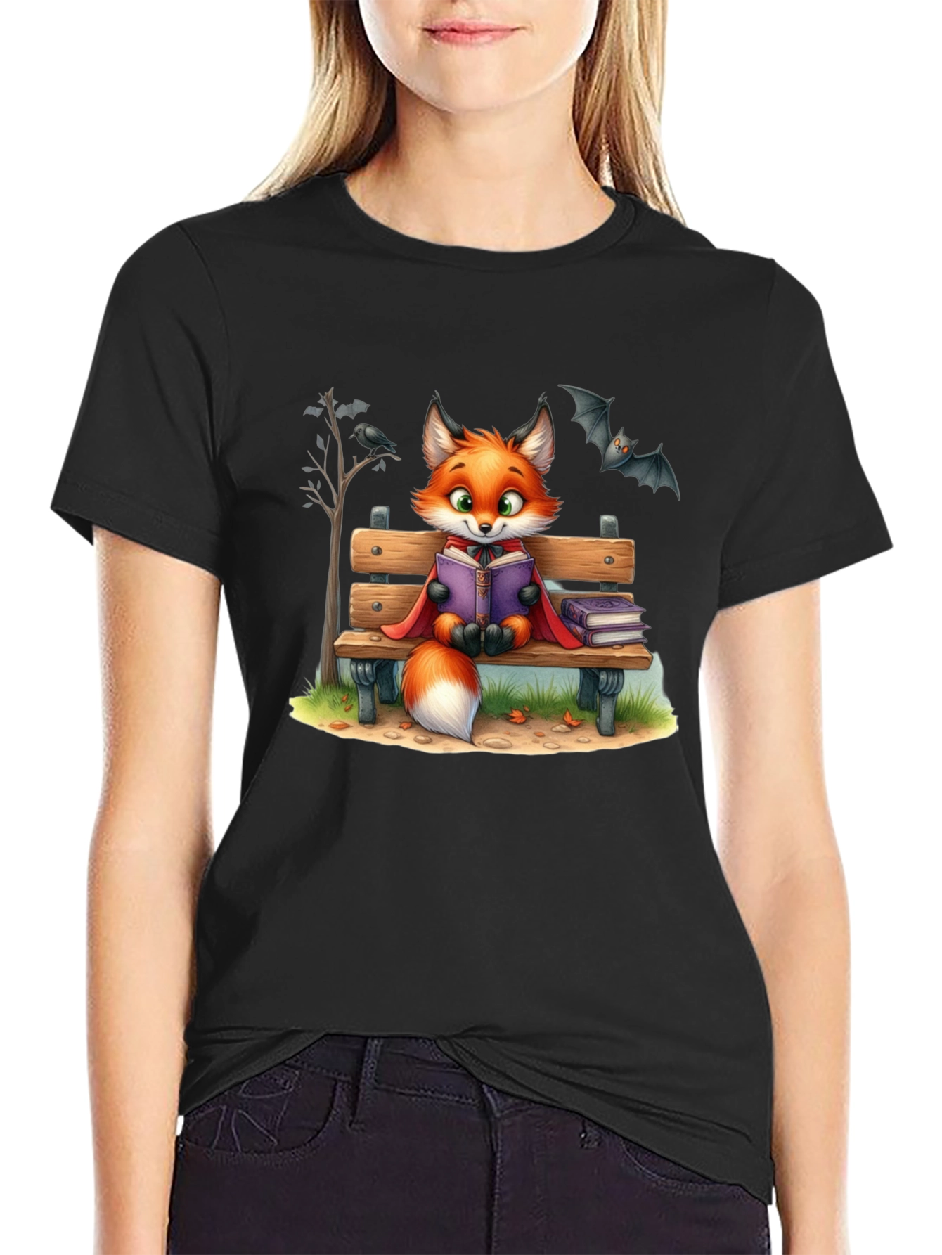 Fox Reading T-Shirt - Cartoon Animal Tee