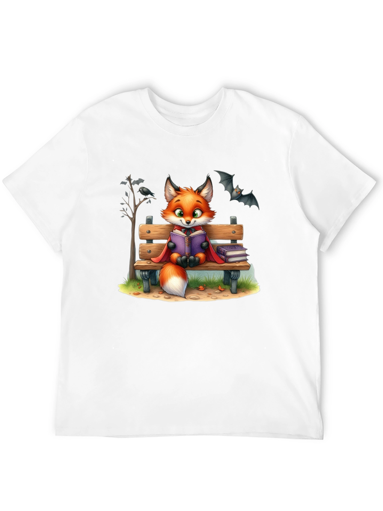 Fox Reading T-Shirt - Cartoon Animal Tee