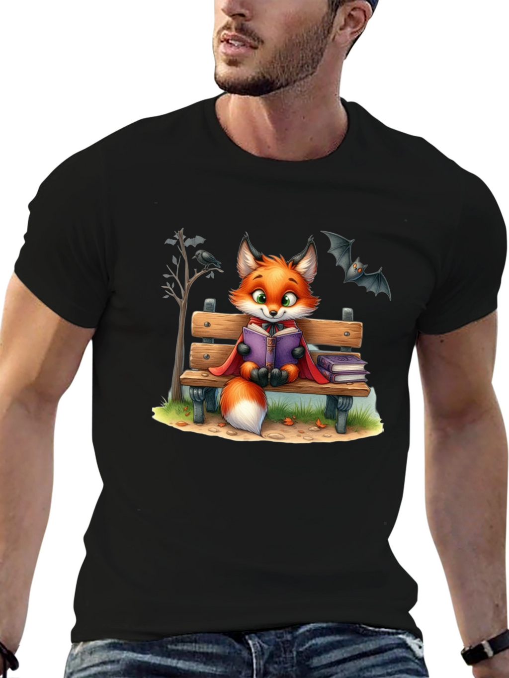 Fox Reading T-Shirt - Cartoon Animal Tee