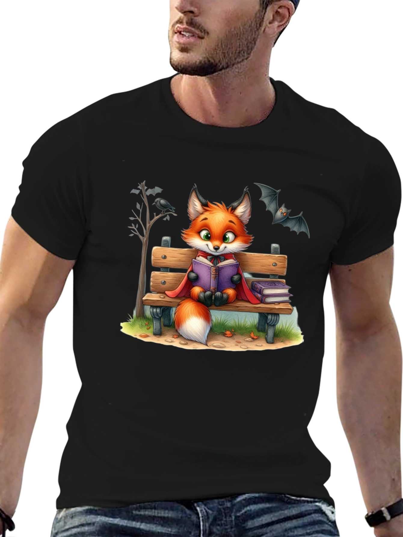 Fox Reading T-Shirt - Cartoon Animal Tee