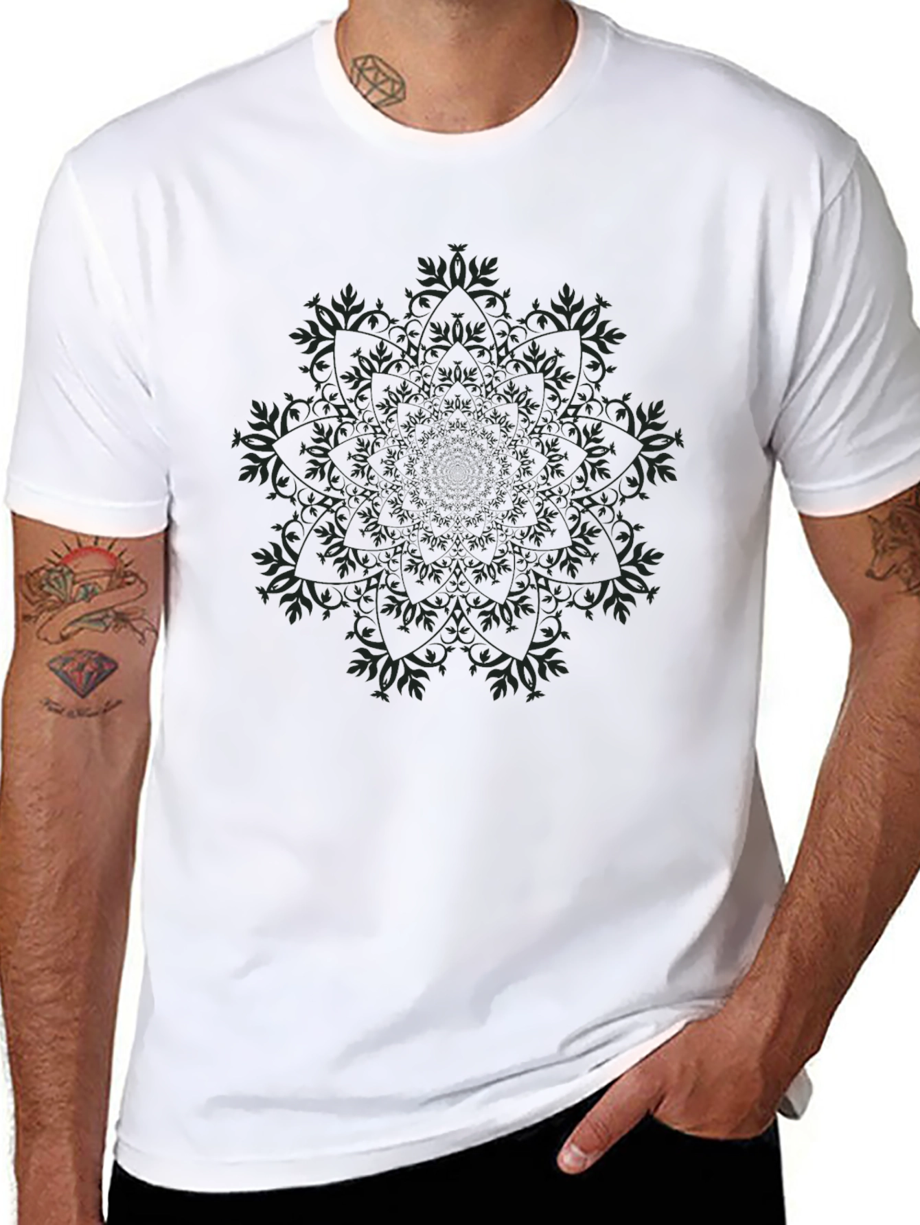 Black Mandala Graphic Tee - Stylish Casual Wear