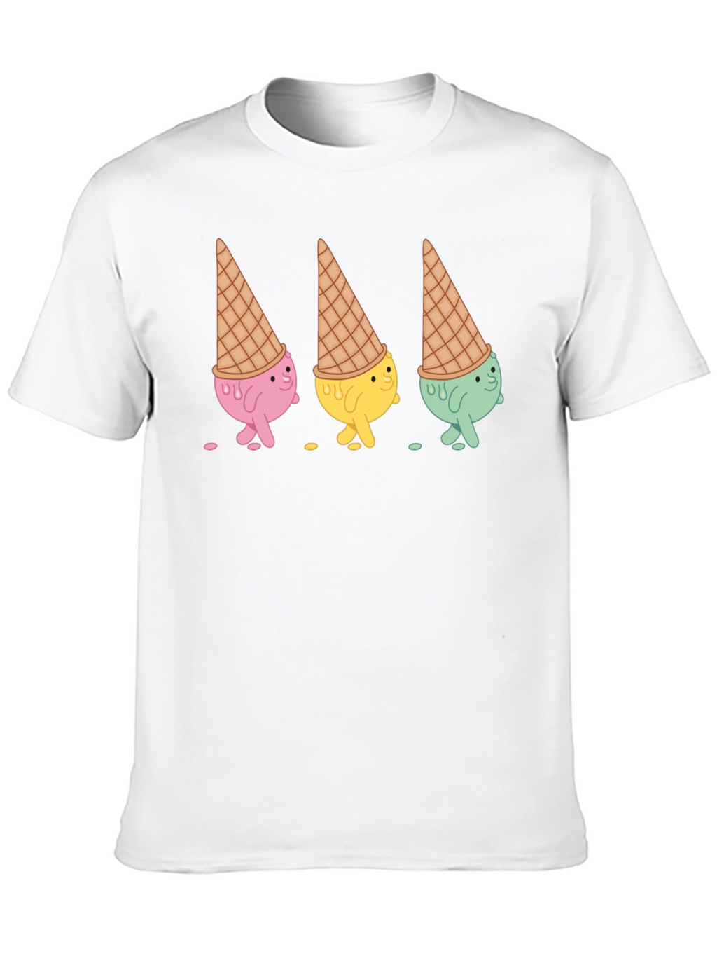 Ice Cream Cone Character Black T-Shirt