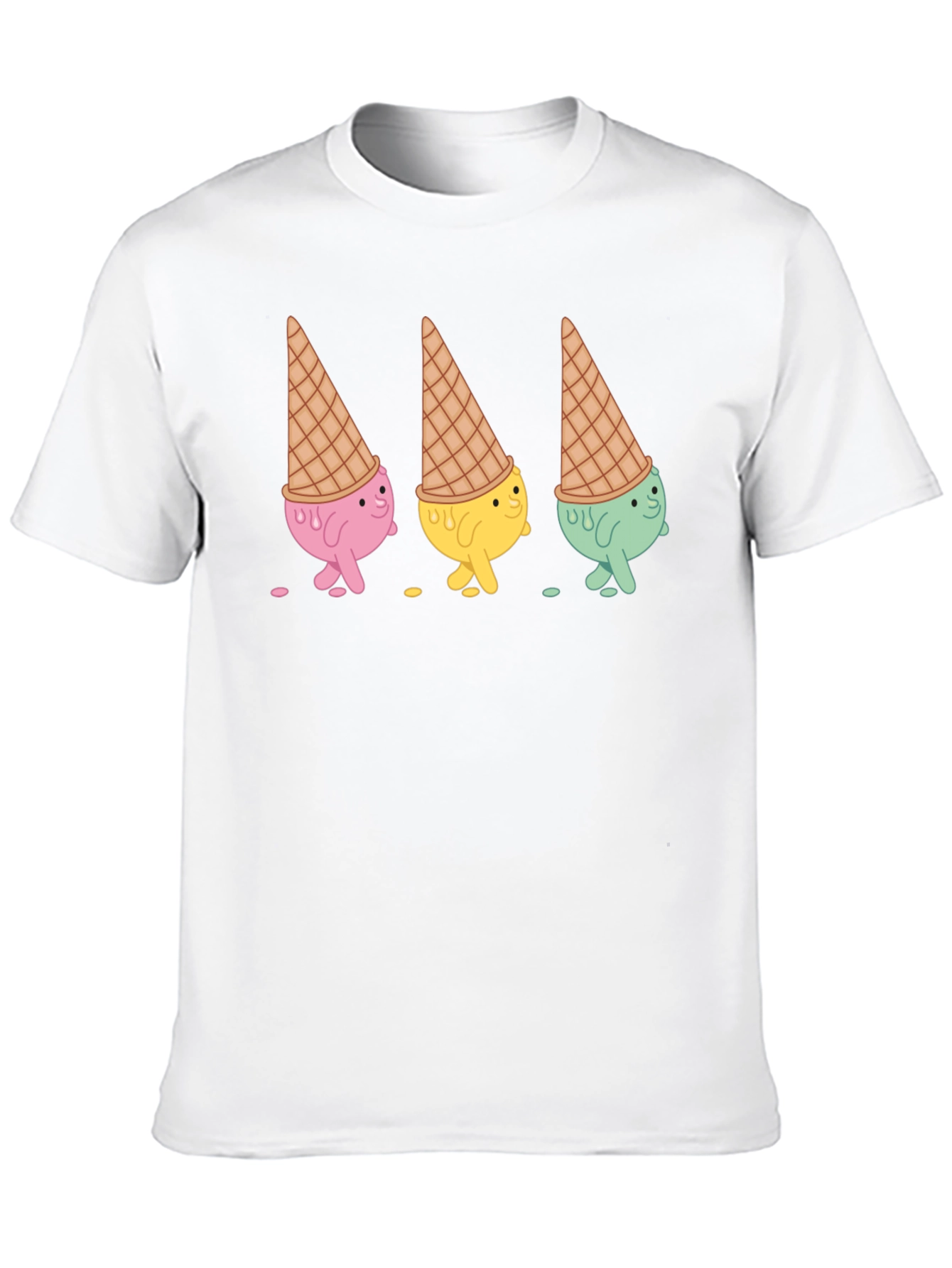 Ice Cream Cone Character Black T-Shirt