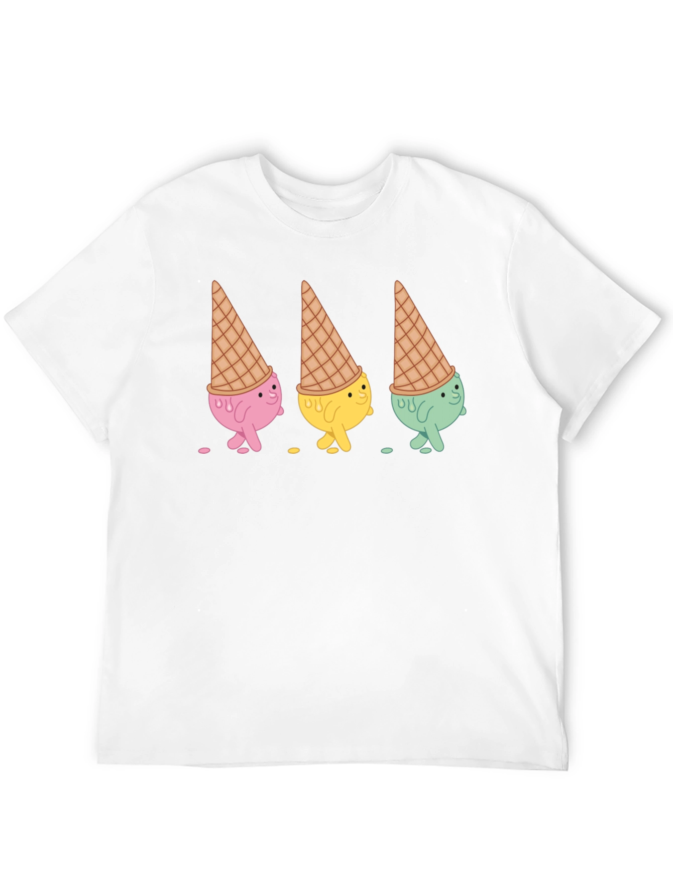 Ice Cream Cone Character Black T-Shirt