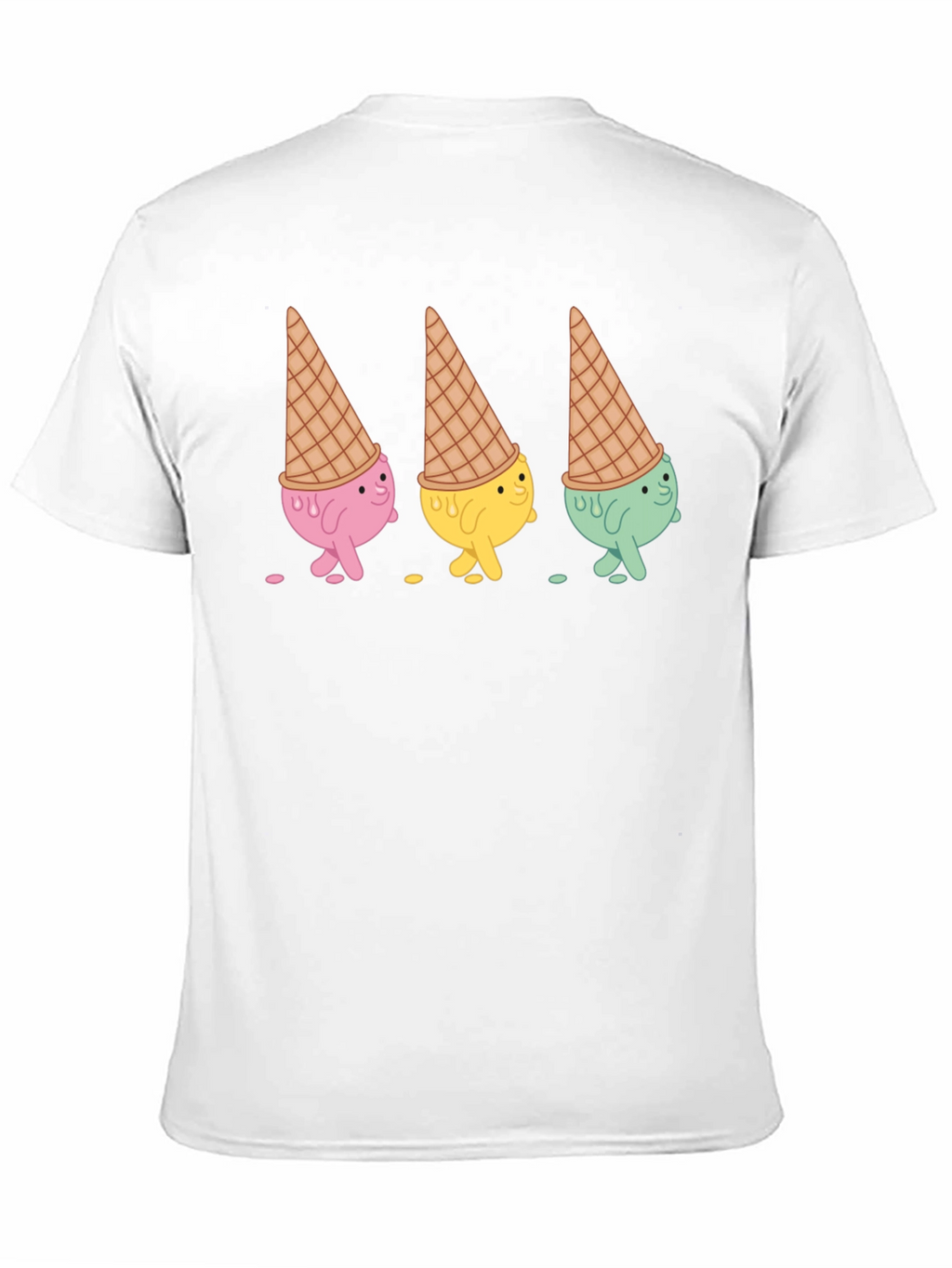 Ice Cream Cone Character Black T-Shirt