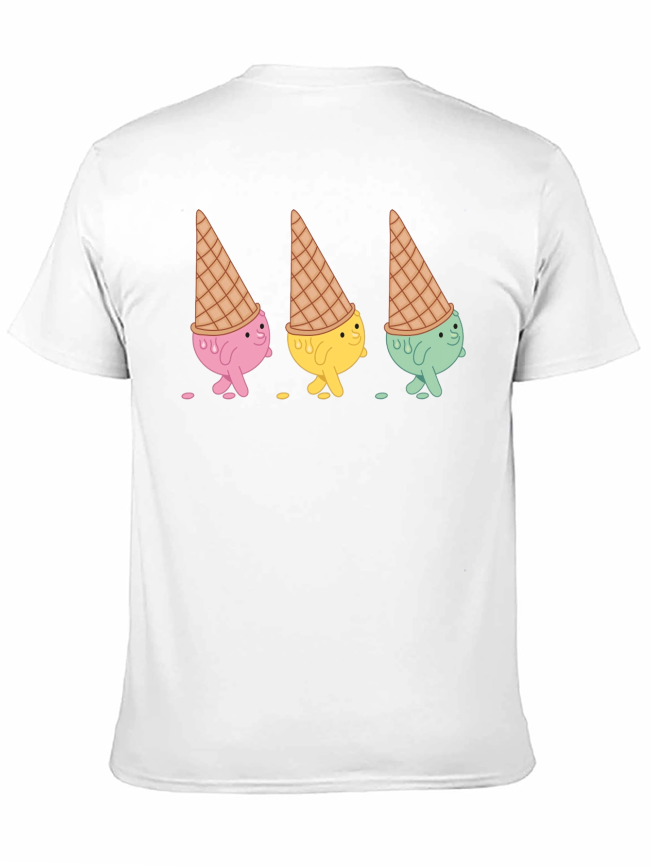 Ice Cream Cone Character Black T-Shirt