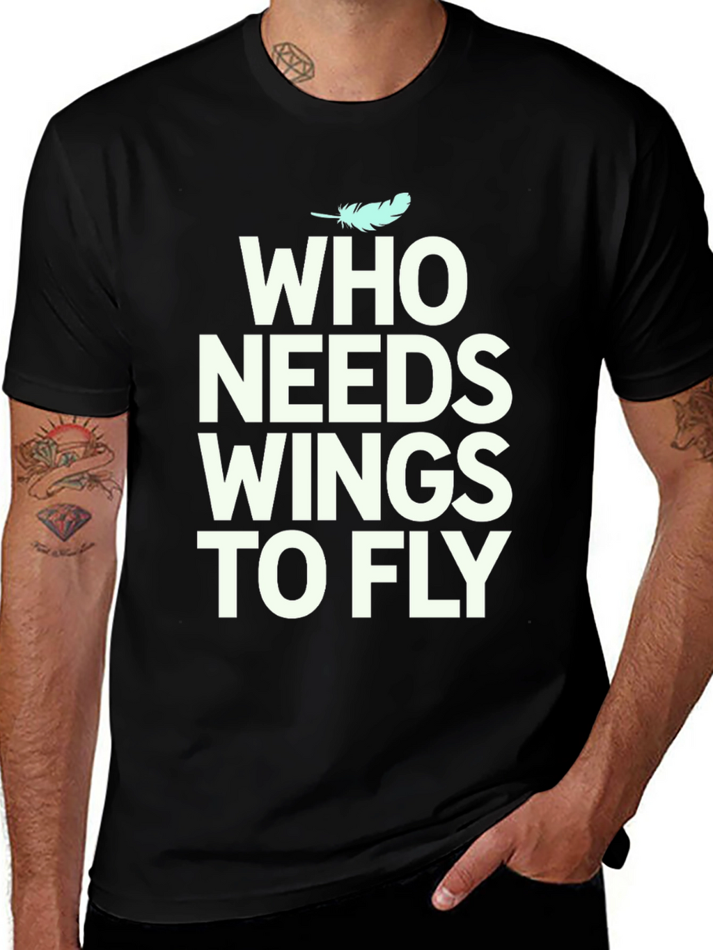 Who Needs Wings to Fly Graphic Tee - Black