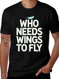 Who Needs Wings to Fly Graphic Tee - Black