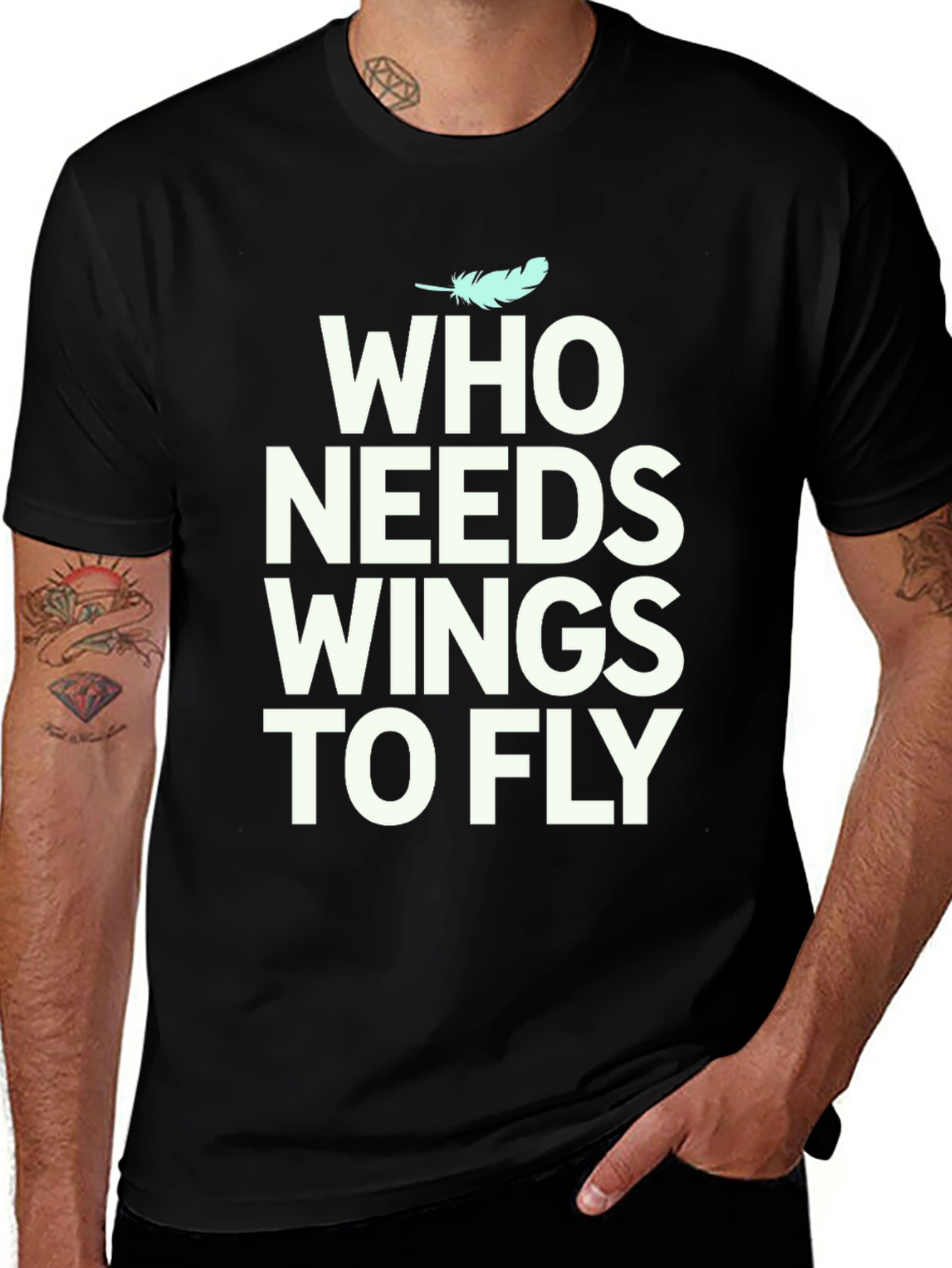 Who Needs Wings to Fly Graphic Tee - Black