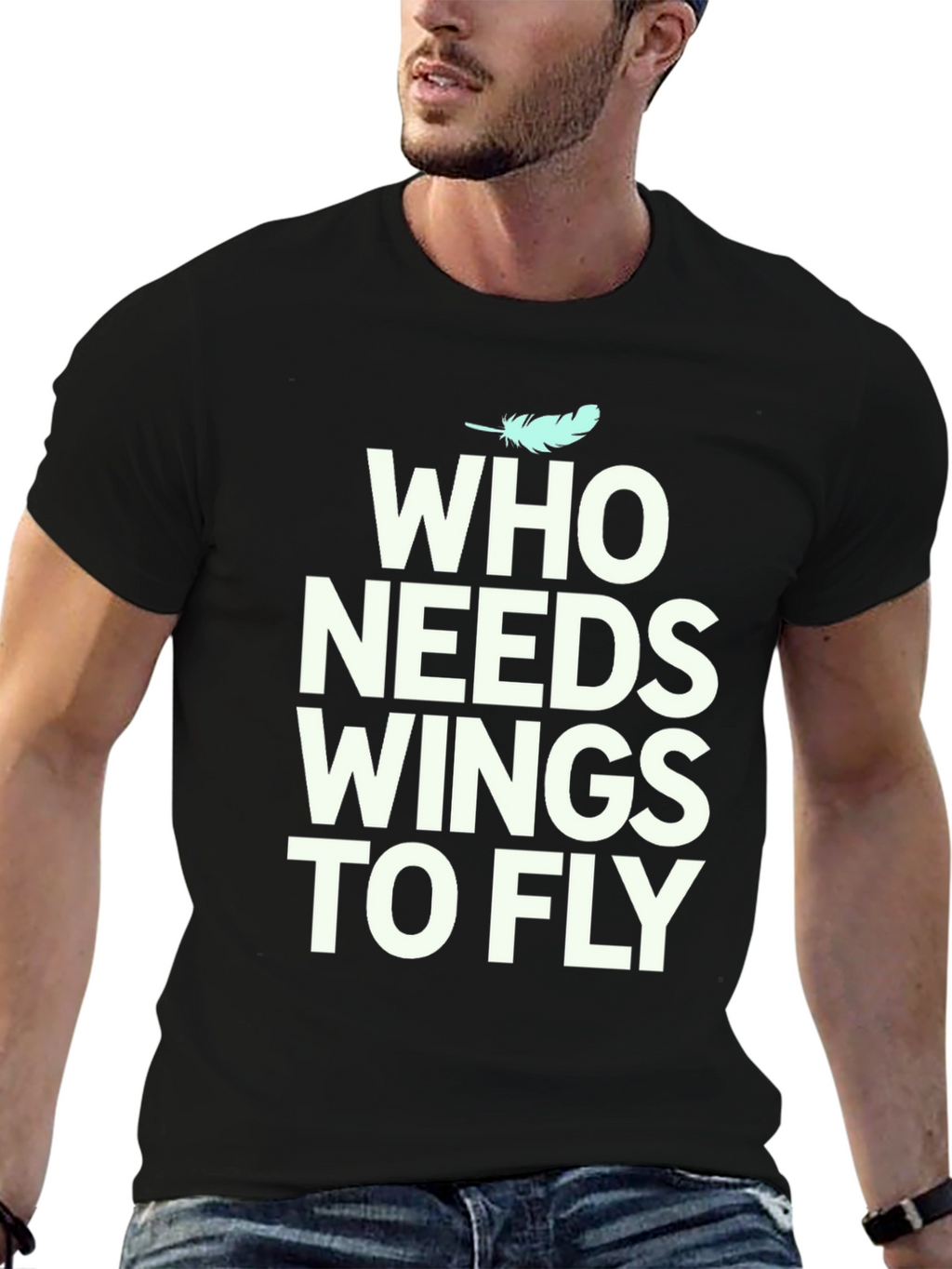 Who Needs Wings to Fly Graphic Tee - Black
