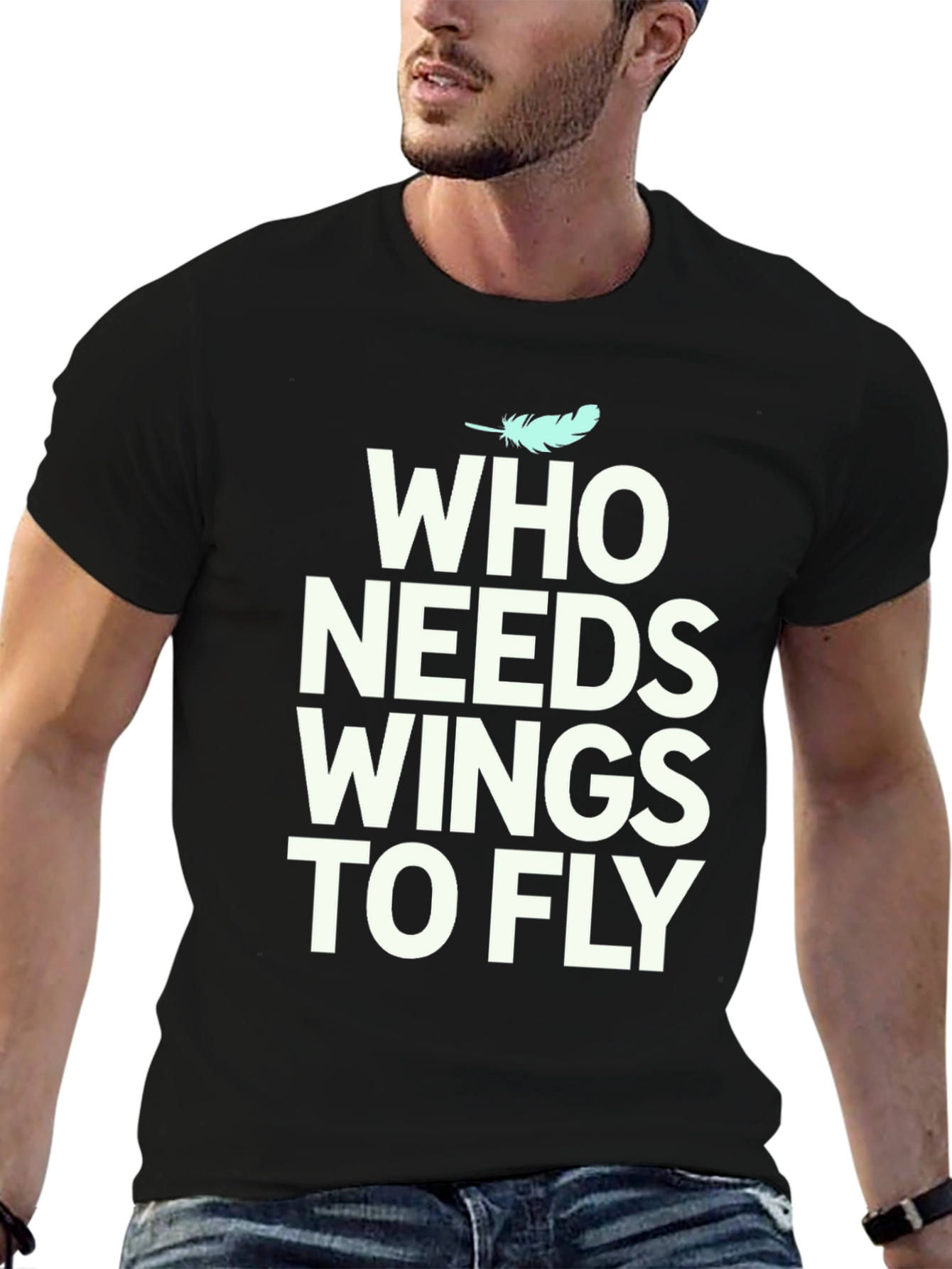 Who Needs Wings to Fly Graphic Tee - Black