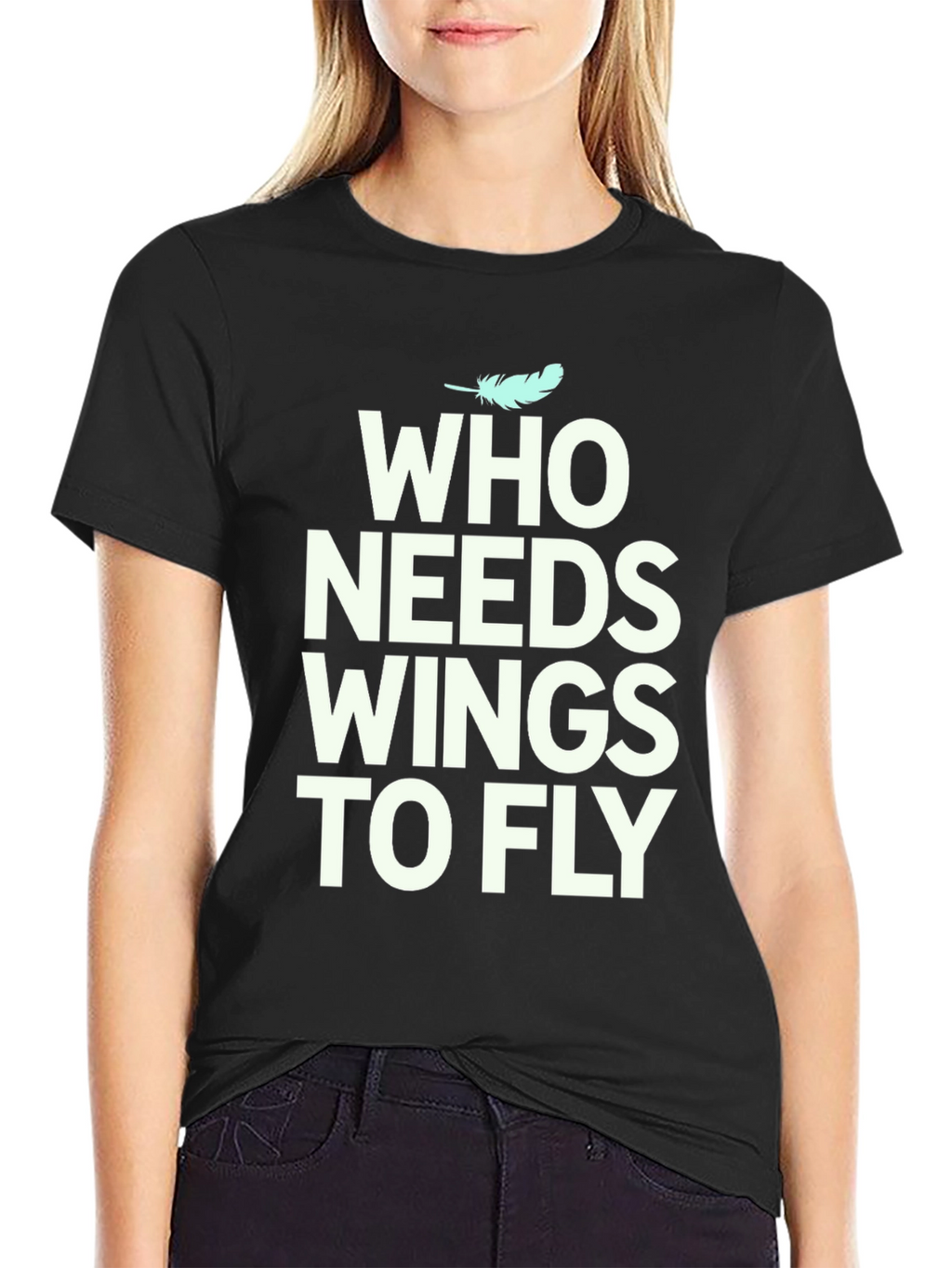 Who Needs Wings to Fly Graphic Tee - Black
