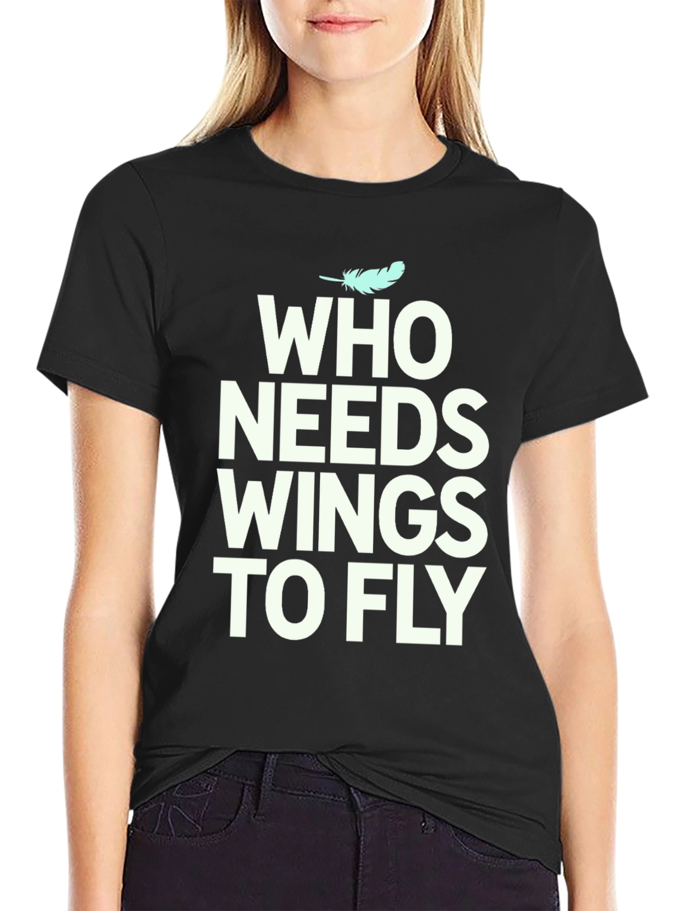 Who Needs Wings to Fly Graphic Tee - Black
