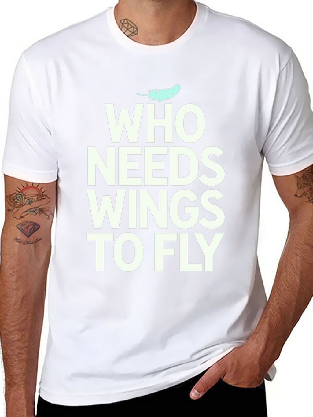 Who Needs Wings to Fly Graphic Tee - Black