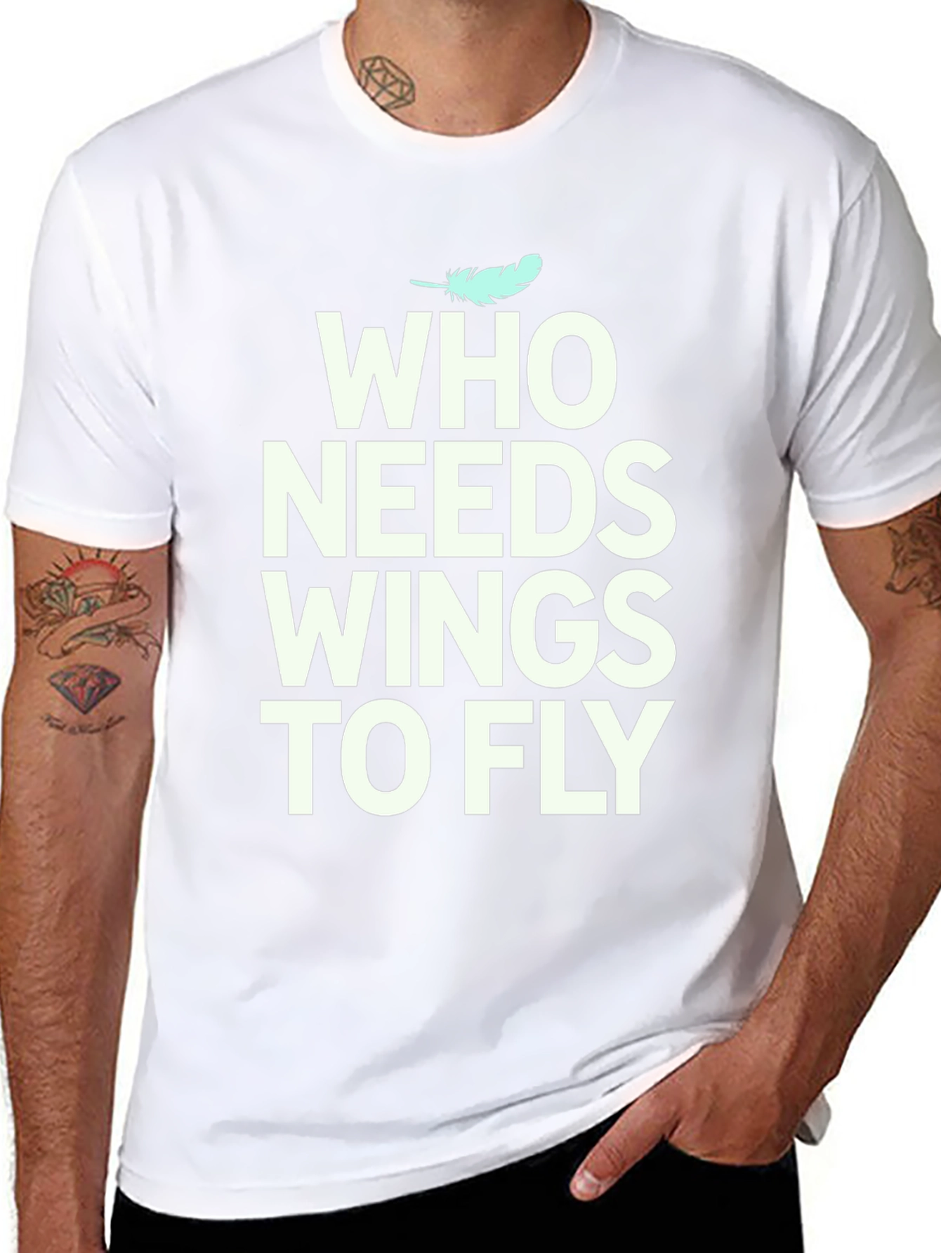 Who Needs Wings to Fly Graphic Tee - Black