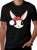 Cute Bunny in Santa Hat Graphic Tee