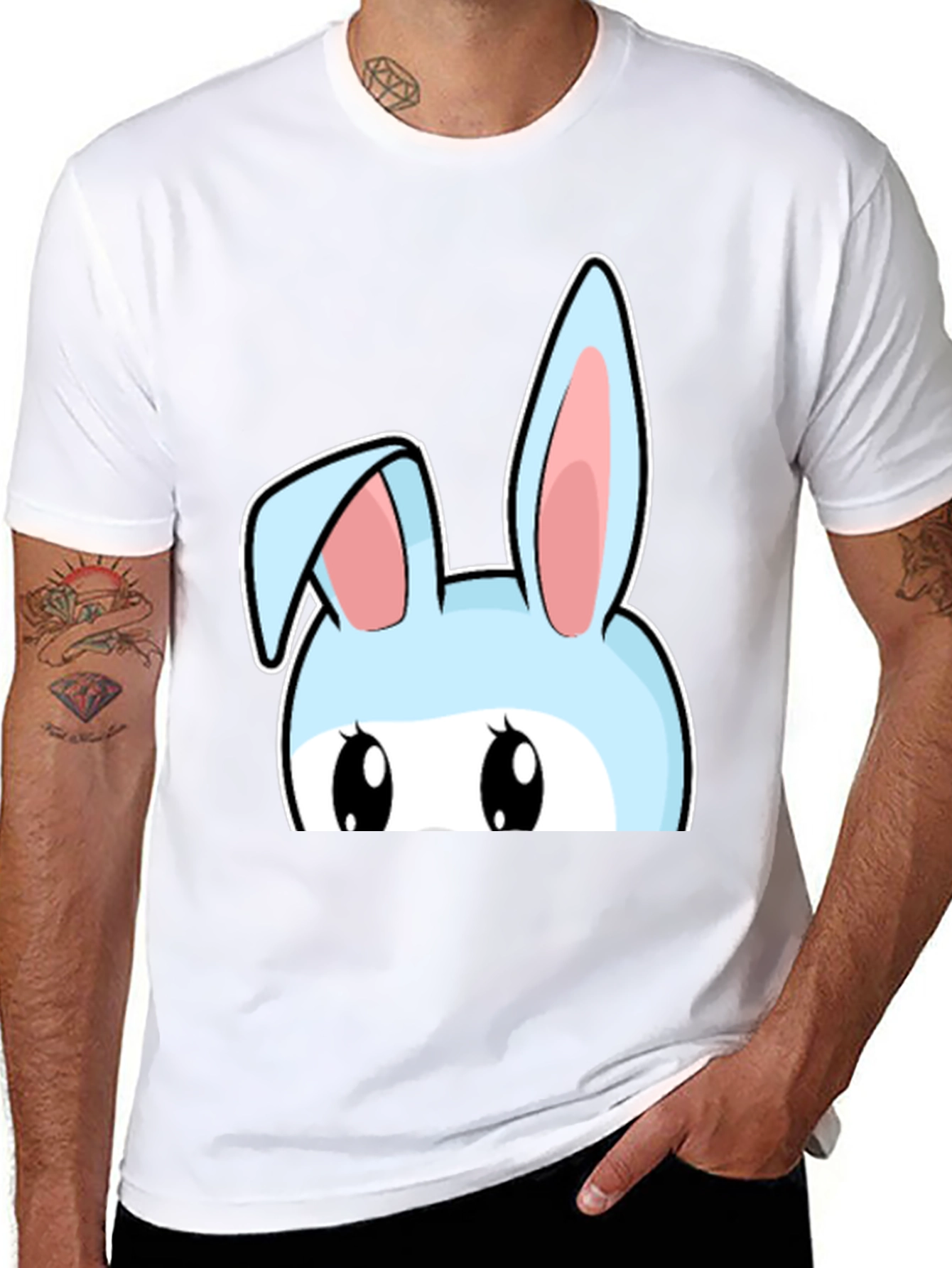 Bunny Peek T-Shirt - Cute Cartoon Rabbit Design