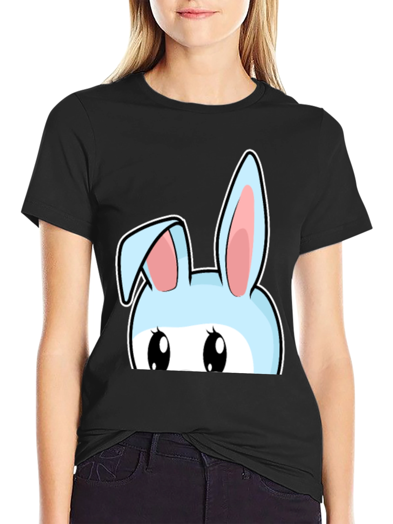 Bunny Peek T-Shirt - Cute Cartoon Rabbit Design