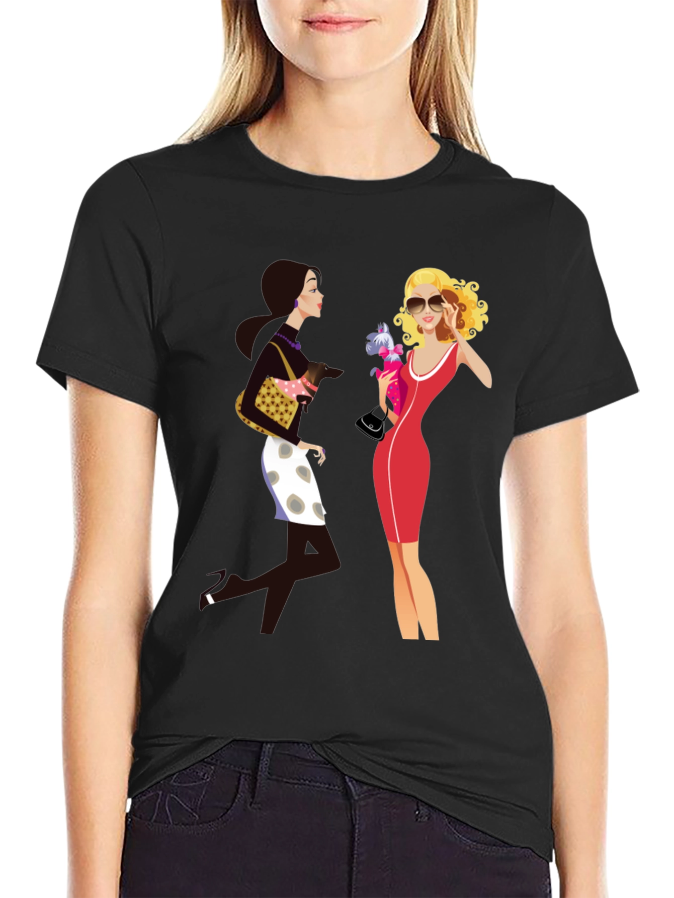 Stylish Two Ladies Graphic T-Shirt