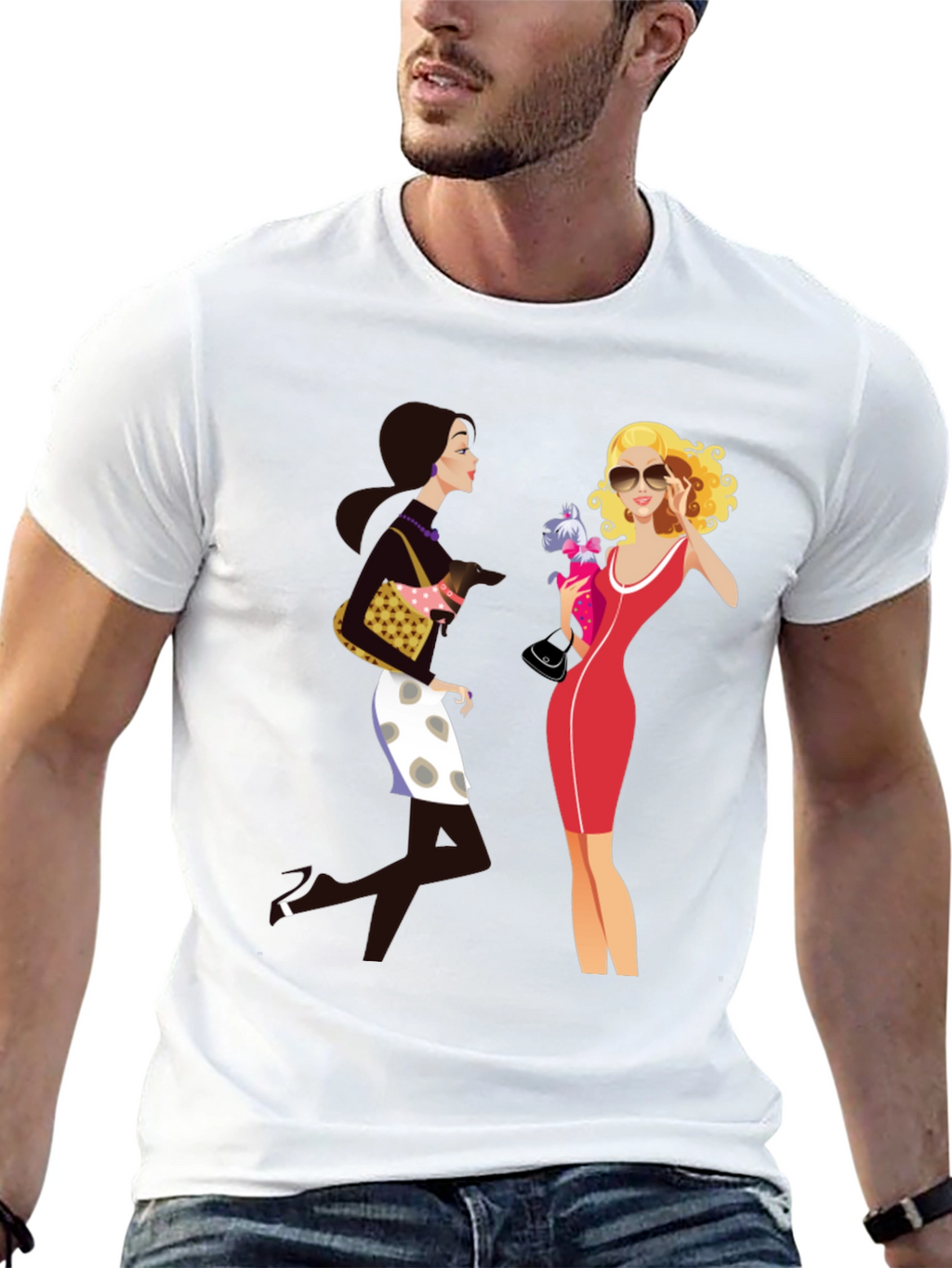 Stylish Two Ladies Graphic T-Shirt