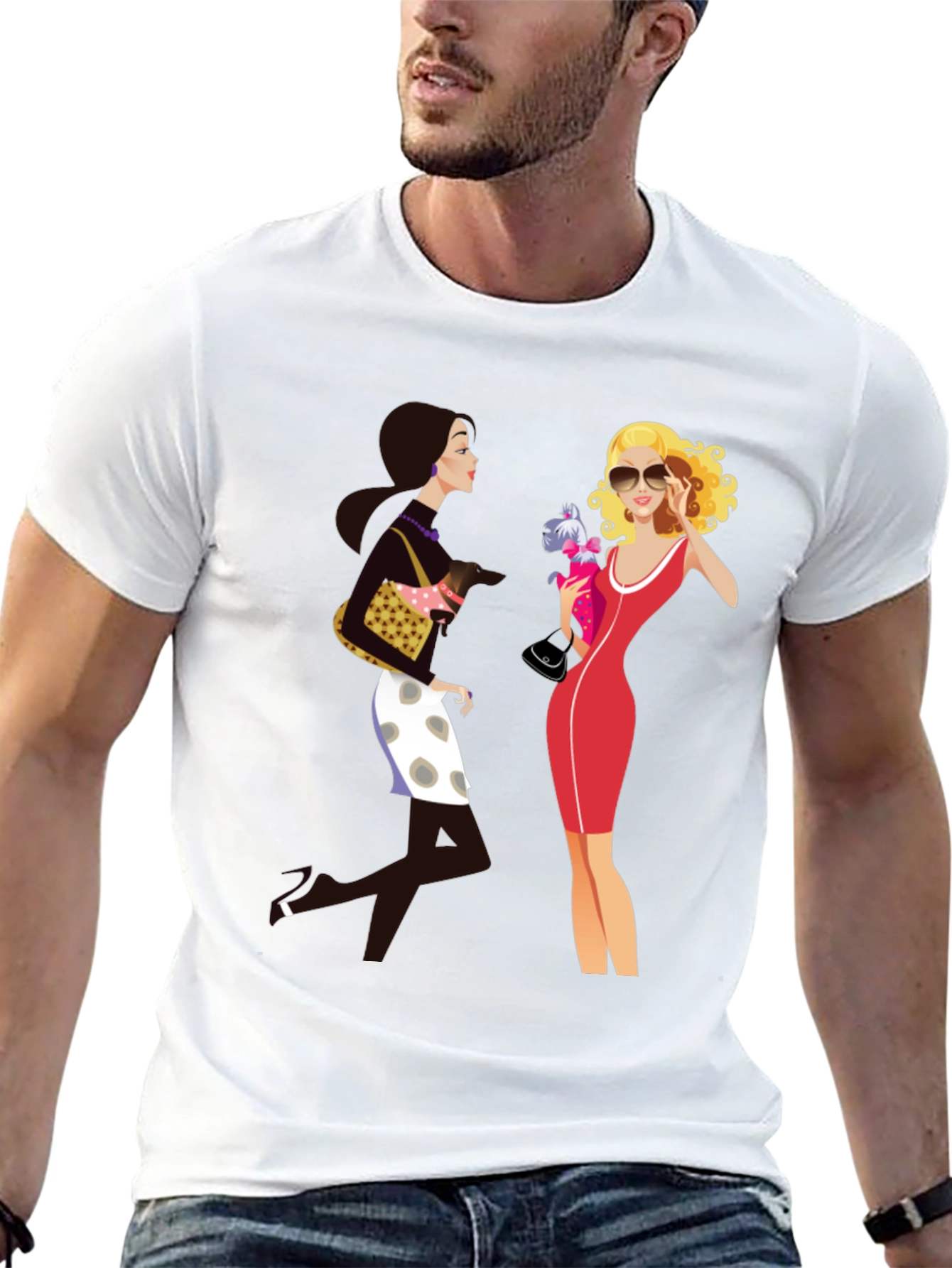 Stylish Two Ladies Graphic T-Shirt