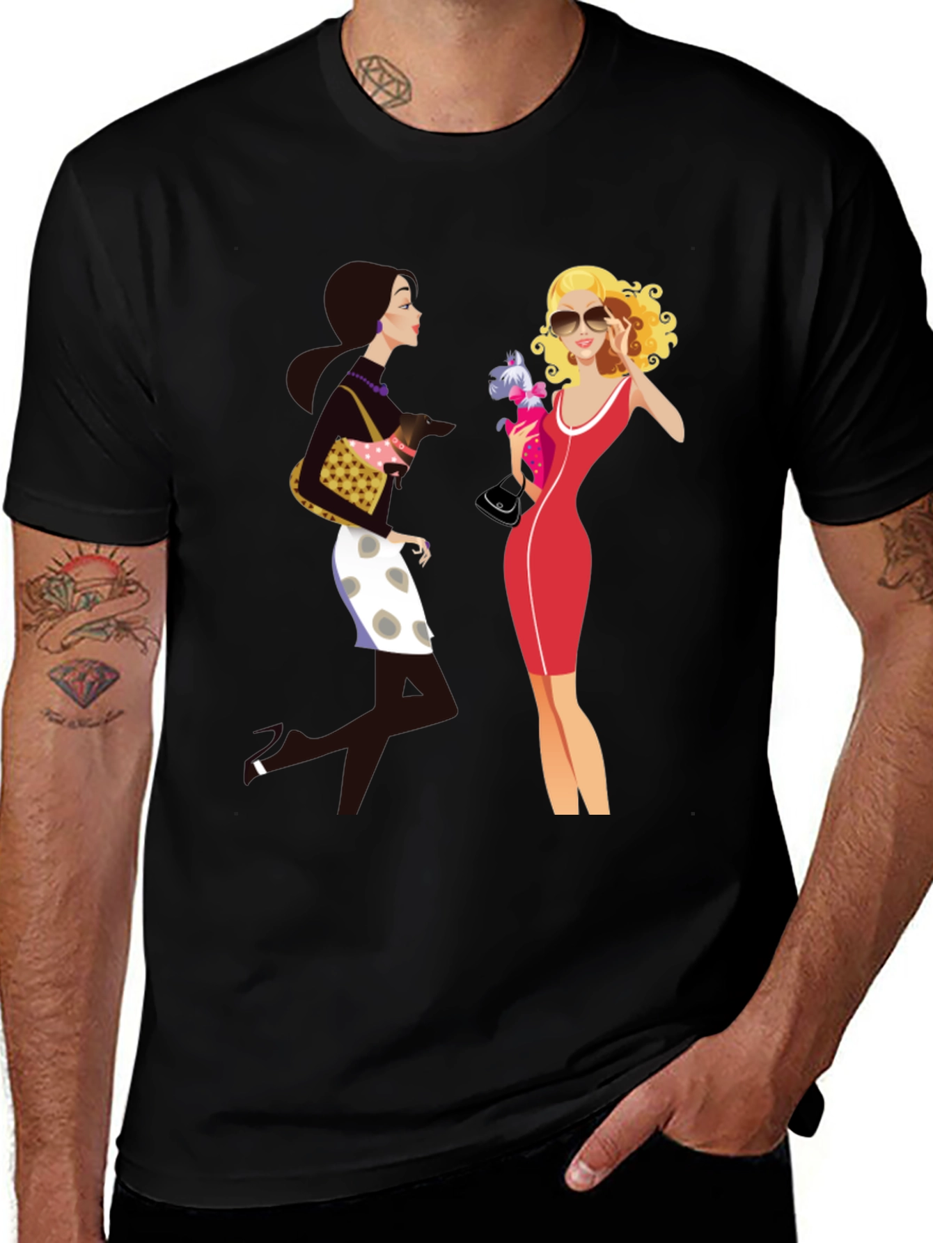 Stylish Two Ladies Graphic T-Shirt