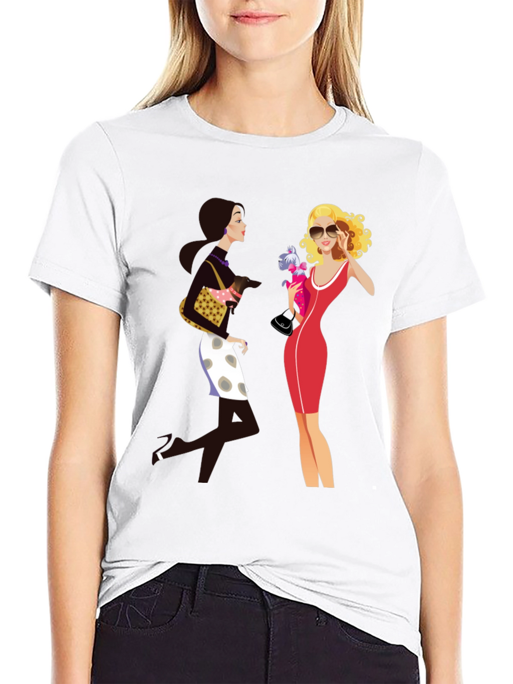 Stylish Two Ladies Graphic T-Shirt