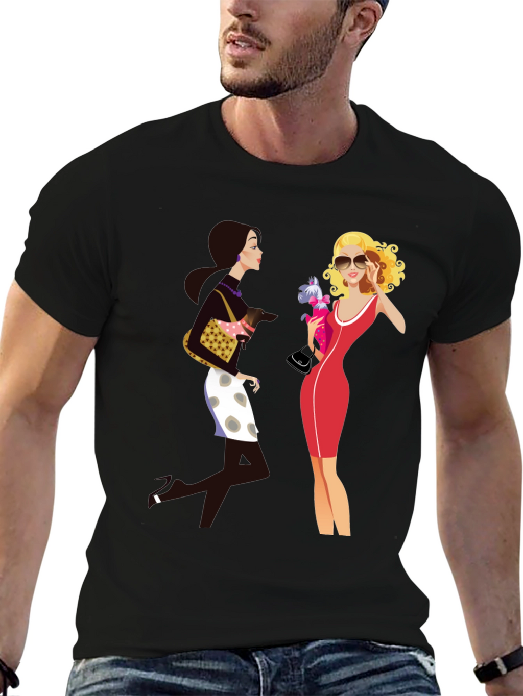 Stylish Two Ladies Graphic T-Shirt