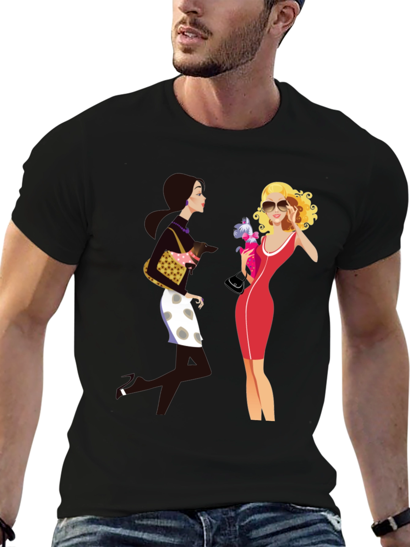 Stylish Two Ladies Graphic T-Shirt