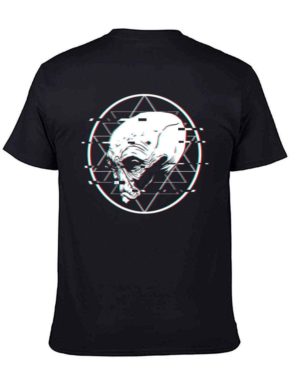 Glitch Alien Head Graphic Black T-Shirt