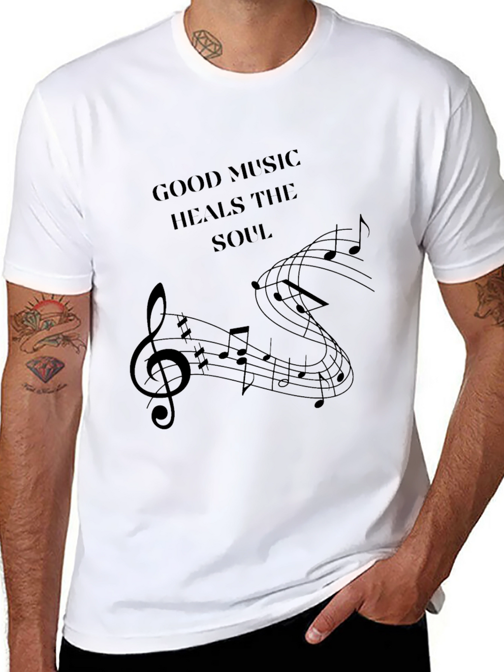 Music Heals Soul Black T-Shirt