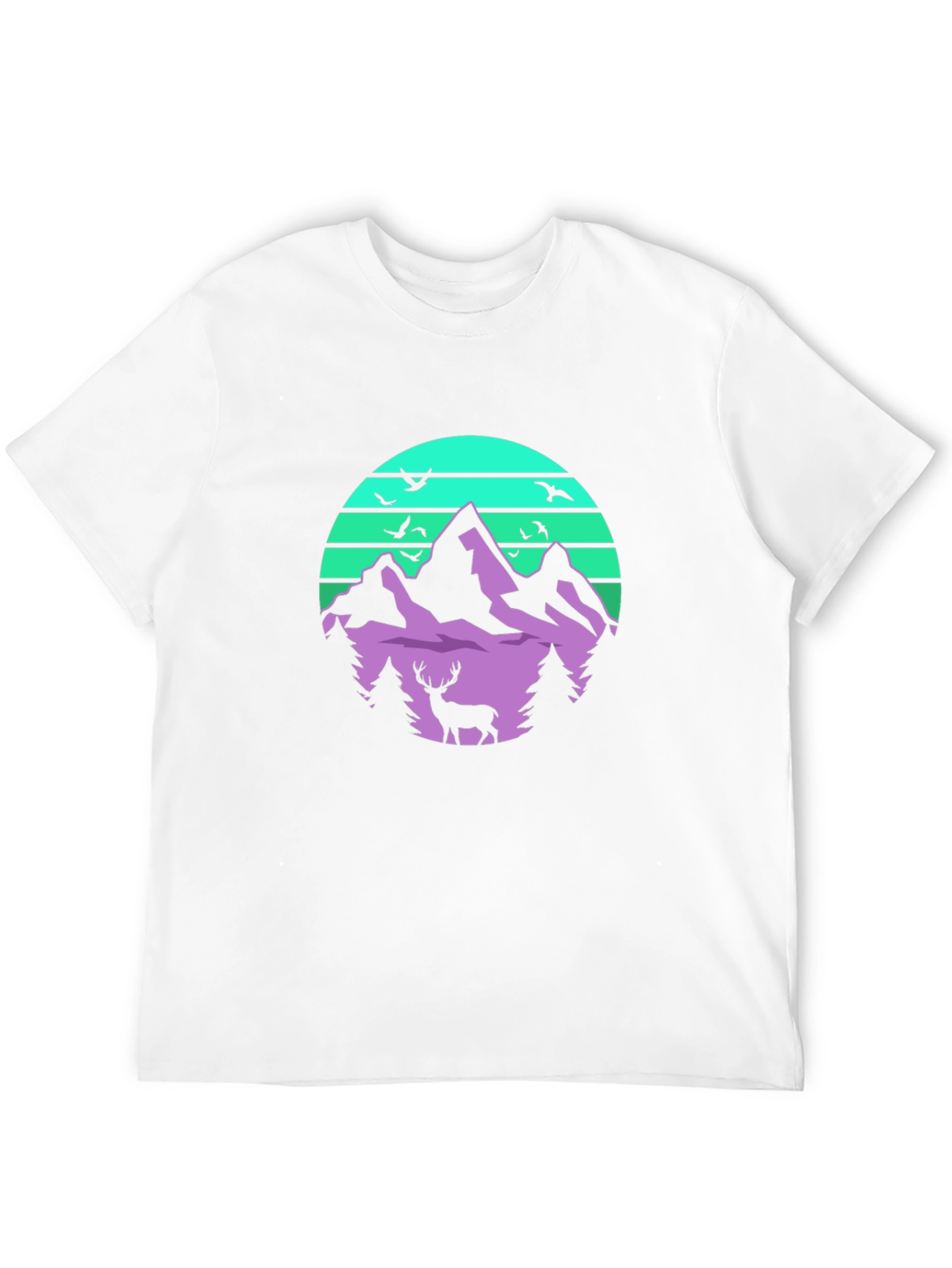 Mountain Deer Graphic Tee - Retro Style
