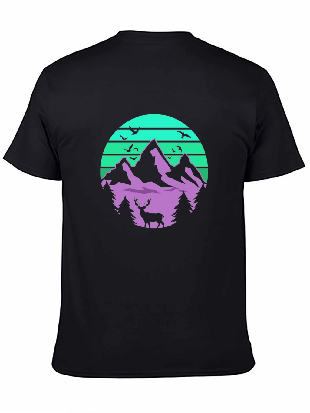 Mountain Deer Graphic Tee - Retro Style