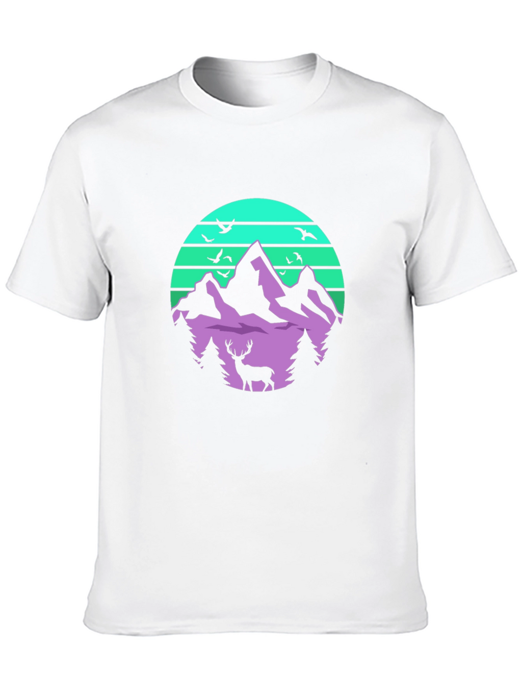 Mountain Deer Graphic Tee - Retro Style