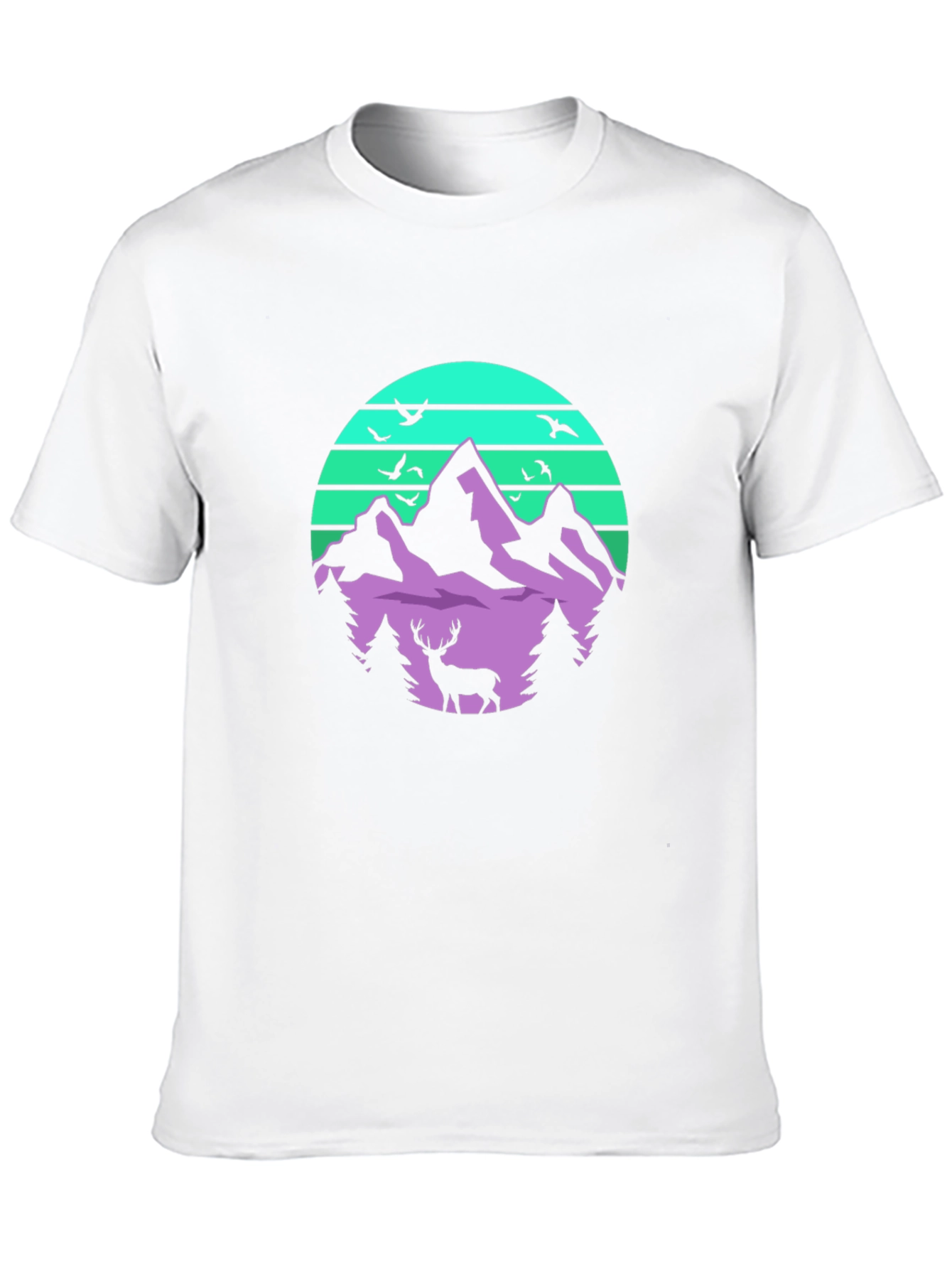 Mountain Deer Graphic Tee - Retro Style