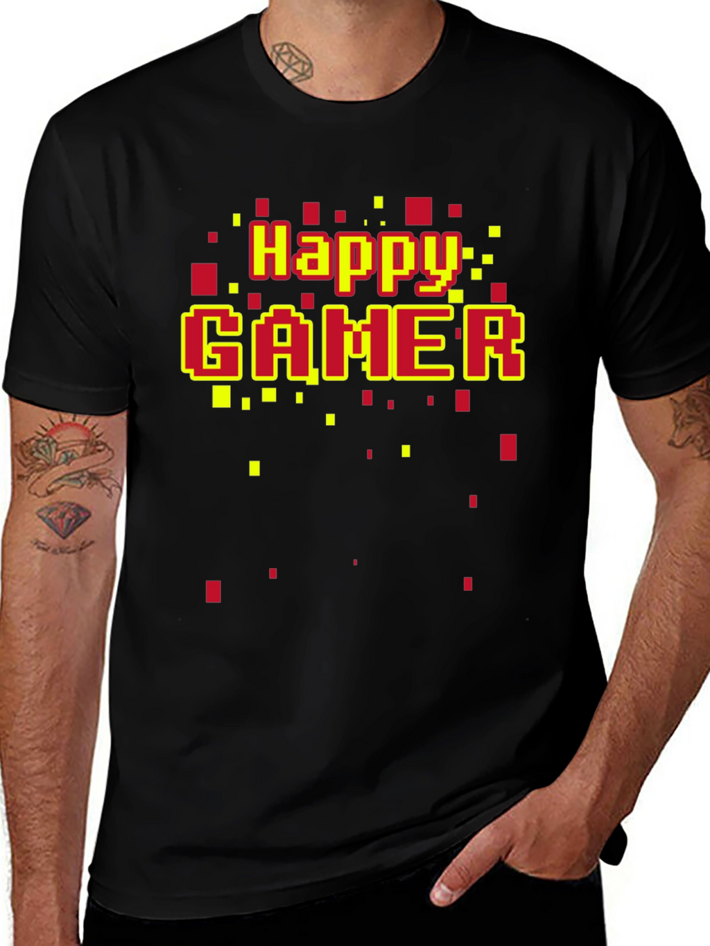 Happy Gamer T-Shirt - Retro Pixel Style