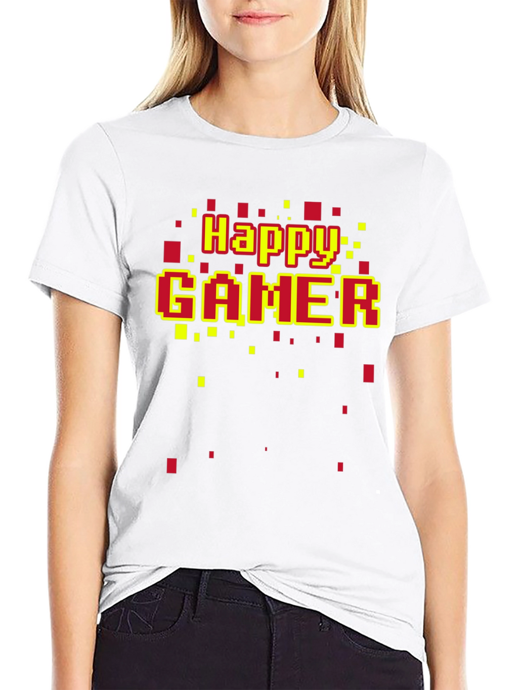 Happy Gamer T-Shirt - Retro Pixel Style
