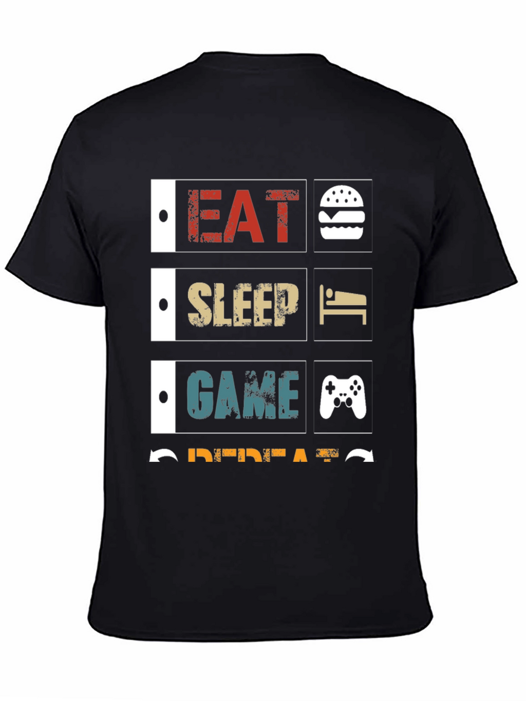 Eat Sleep Game Repeat Black Graphic Tee