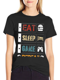 Eat Sleep Game Repeat Black Graphic Tee