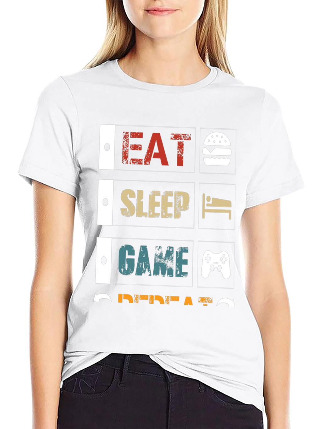 Eat Sleep Game Repeat Black Graphic Tee