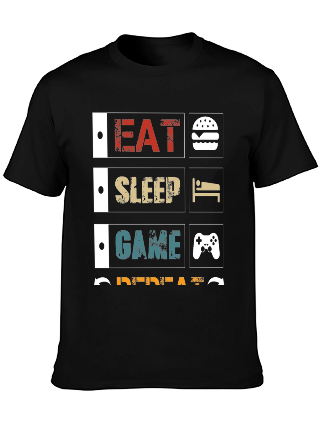 Eat Sleep Game Repeat Black Graphic Tee